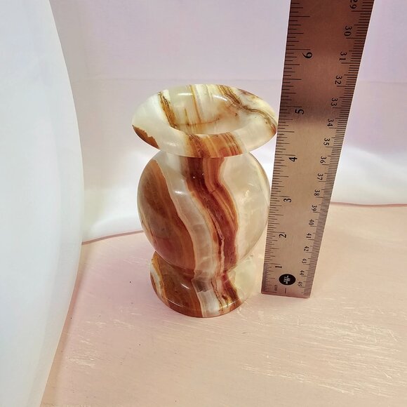 Vintage Natural Onyx Marble Vase, Neutral Tones - Picture 6 of 6
